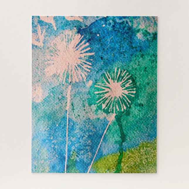 Puzzle Dandelion aquarelle abstraite peinte (Vertical)