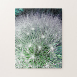 Puzzle Dandelion cool vert et blanc avec gouttes d'eau