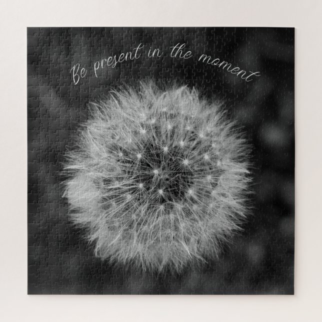 Puzzle Dandelion seed head. Be Present In The Moment. (Vertical)