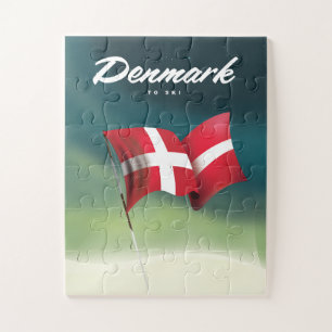 Puzzle Danemark affiche de voyage "Pour skier"