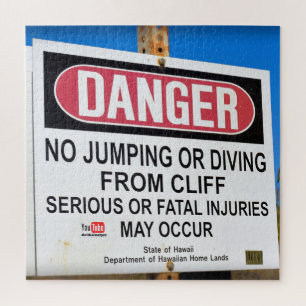Puzzle DANGER - No Cliff Diving - Hawaii - 20x20 - 676 pc