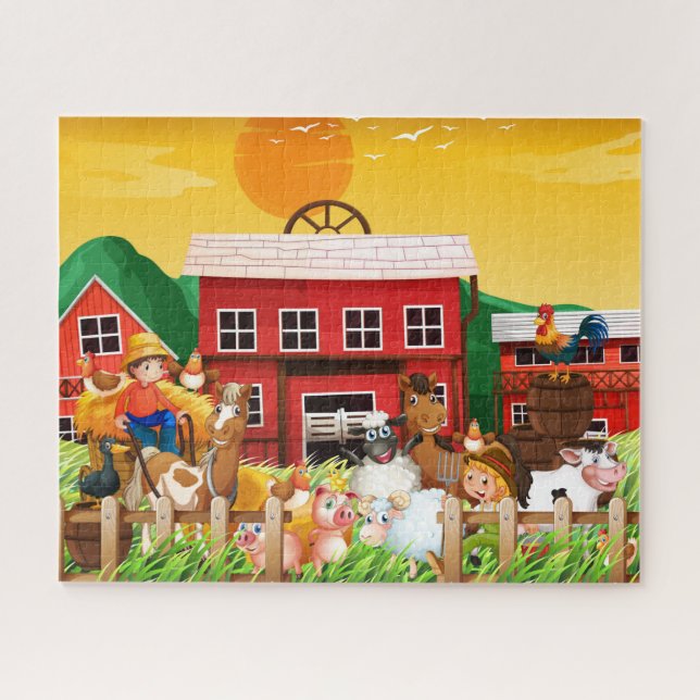 Puzzle d'animaux de la grange de la ferme de campa (Horizontal)
