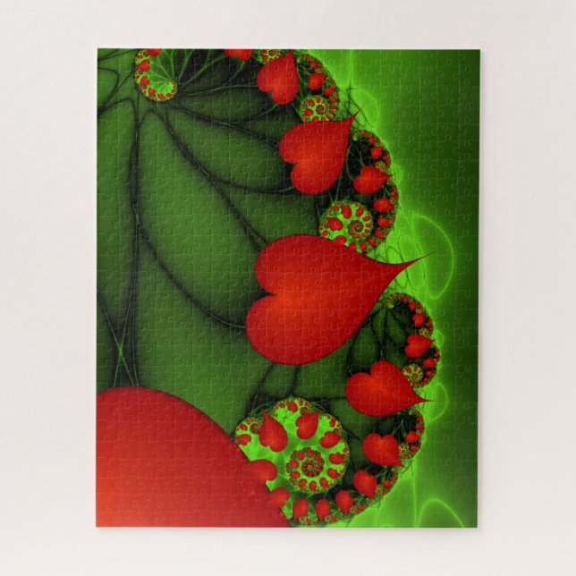Puzzle Danse Coeurs rouges Moderne Art Abstrait fractal (Vertical)