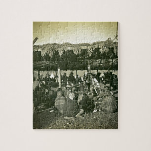 Puzzle danse de guerre à tête plate de Natif américain de