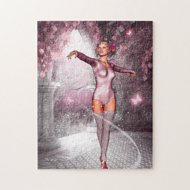 Puzzle Danse rose ballerine et beaux papillons (Vertical)
