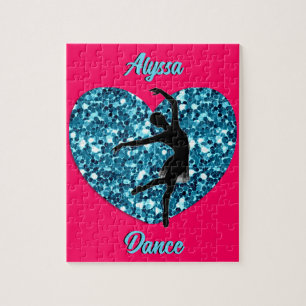 Puzzle Danse Rose Chaud et Turquoise avec nom personnalis