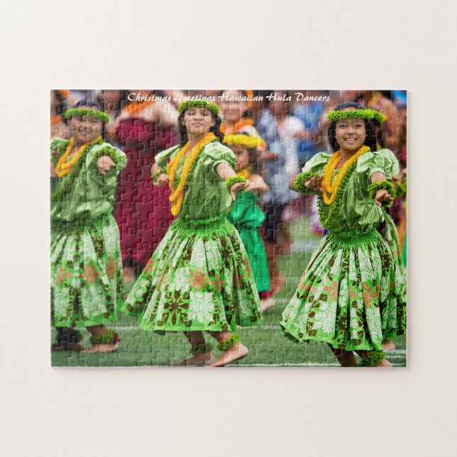 Puzzle Danseuses hula hawaïennes. Vœux de Noël (Horizontal)