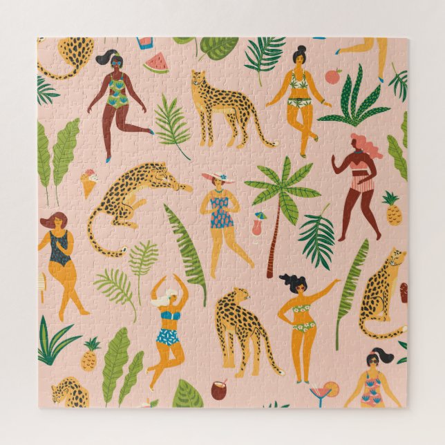 Puzzle Danseuses, Leopards Motif Vintage. (Vertical)