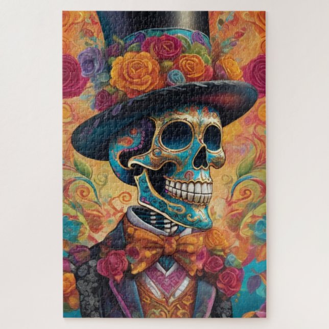 Puzzle Dapper Skeleton Elégance : Jour des morts (Vertical)