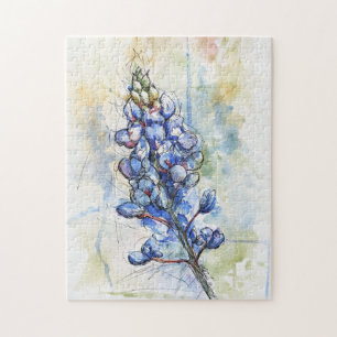 Puzzle d'aquarelle du Texas Bluebonnet