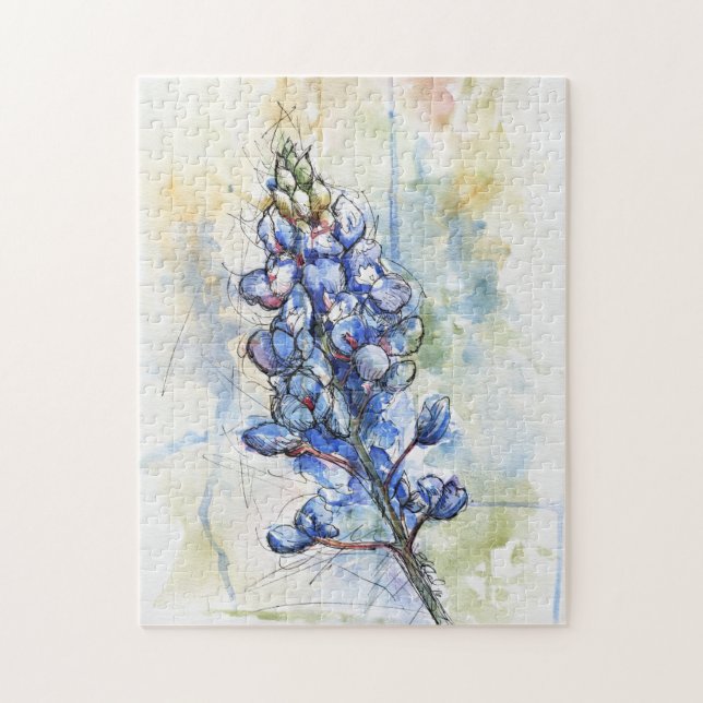 Puzzle d'aquarelle du Texas Bluebonnet (Vertical)