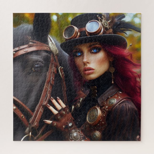 Puzzle Dark Rider Steampunk Victorian Lady (Vertical)