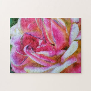 Puzzle d'art de fleurs de rose roses et blanches