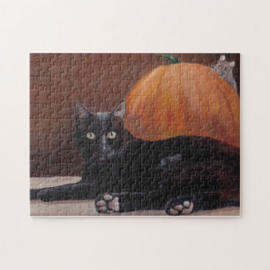 Puzzle d'art de Halloween de chat noir de "coup