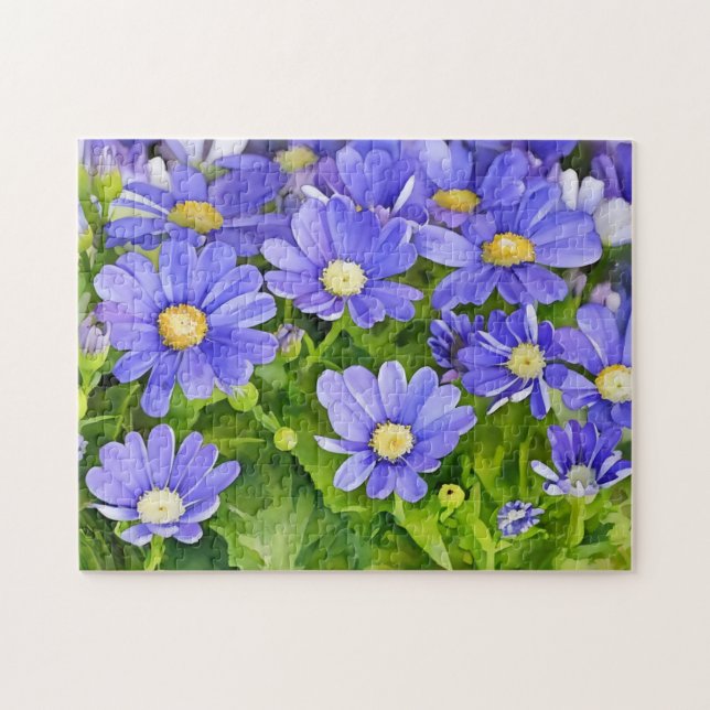 Puzzle d'art de jardin de fleurs de marguerite ble (Horizontal)