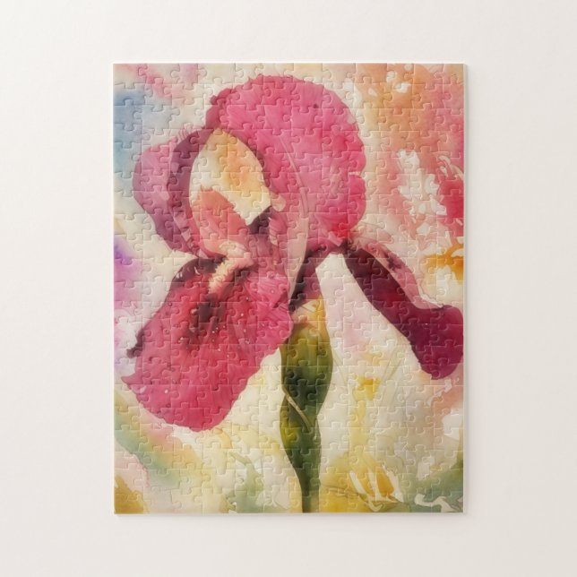 Puzzle d'art de Jardin Fleur Iris Rouge (Vertical)