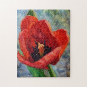 Puzzle d'art des fleurs rouges Tulip