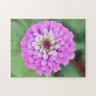 Puzzle d'art du jardin de fleurs rose pourpre Zinn