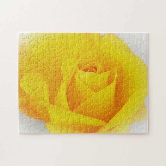 Puzzle d'art floral de fleur de rose jaune vif (Horizontal)