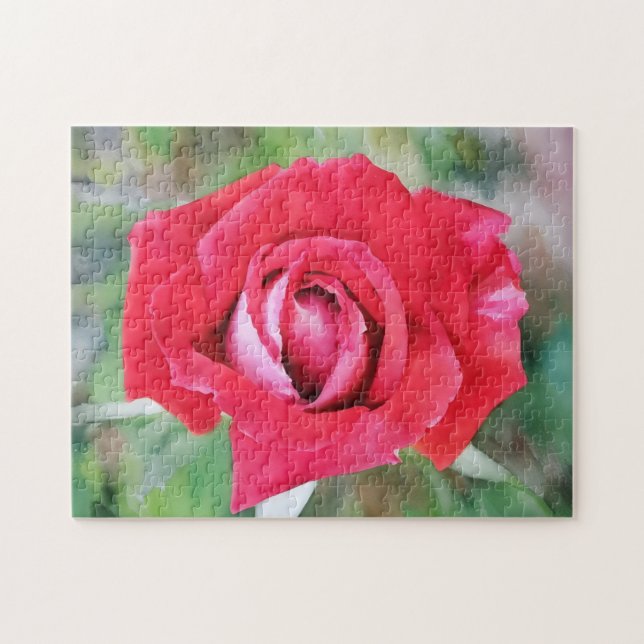 Puzzle d'art floral rouge et rose (Horizontal)