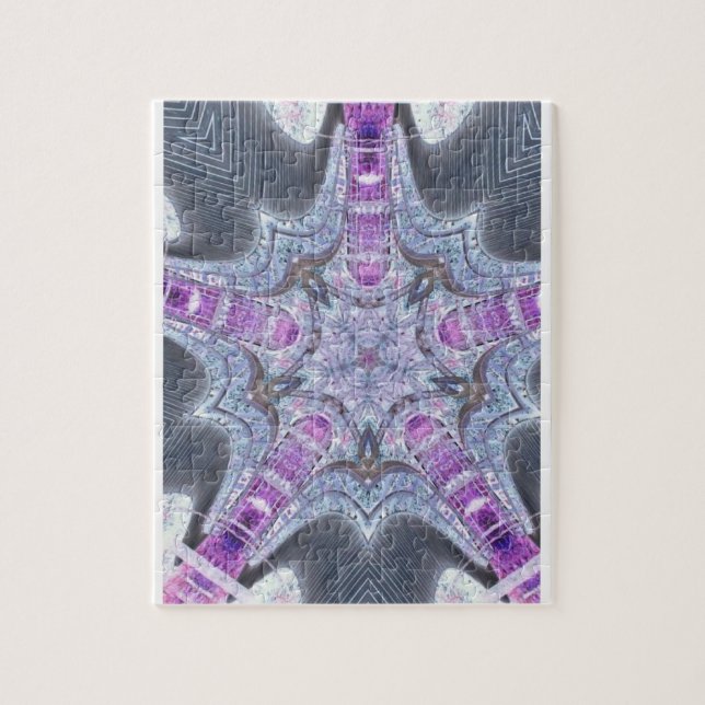 Puzzle d'art géométrique violet violet gris (Vertical)