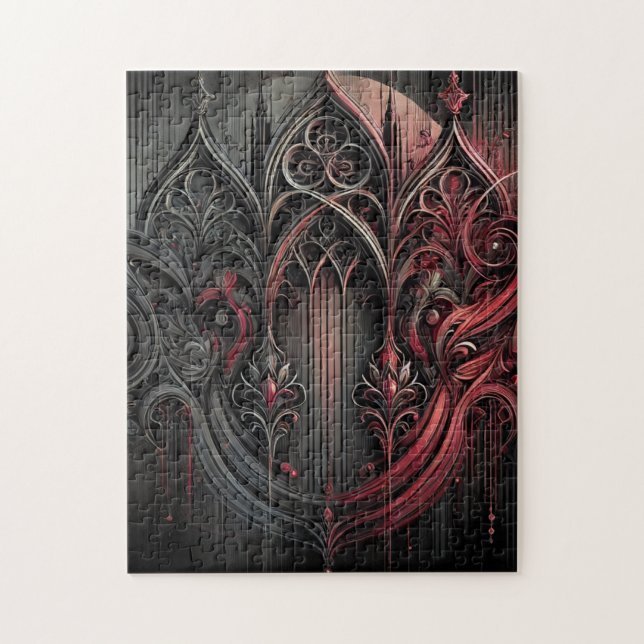 Puzzle d'art gothique - Design rouge et noir compl (Vertical)