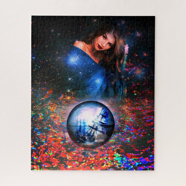 Puzzle d'art Imaginaire avec femme et bateau pirat (Vertical)