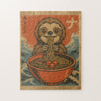 Puzzle d'art japonais vintage de ramen de paresseu
