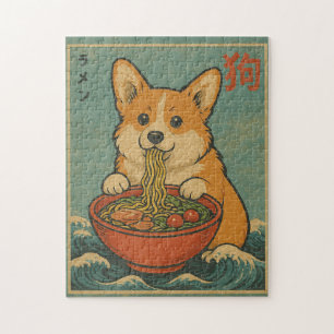 Puzzle d'art japonais vintage Funny Corgi Ramen