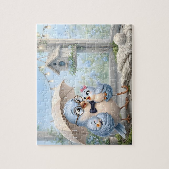 Puzzle d'art oiseau père fantaisiste (Vertical)