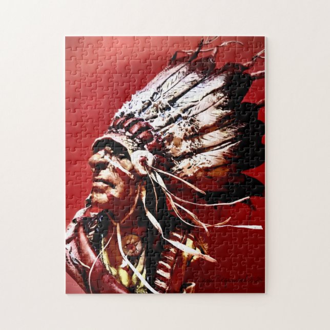 Puzzle d'art original du chef Nez-Percé autochtone (Vertical)