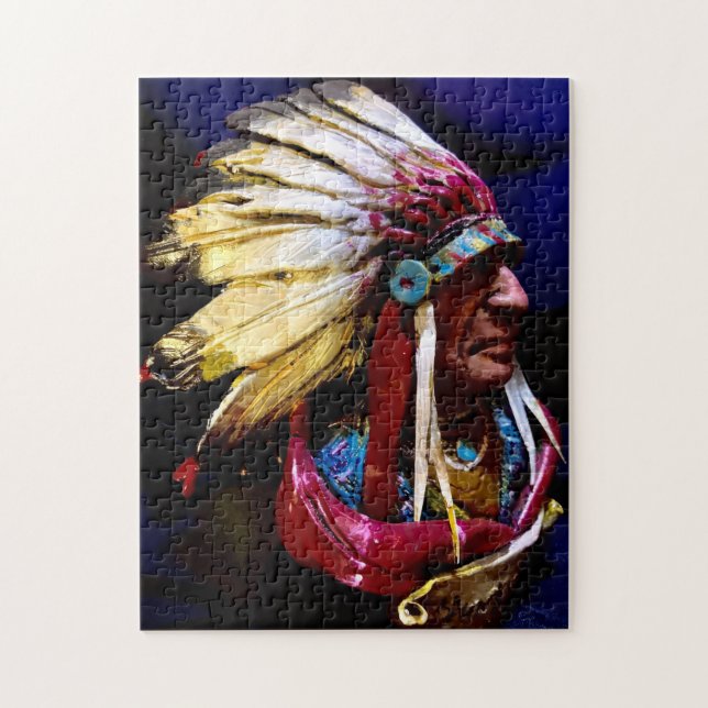 Puzzle d'art original rare de chef Hunkpapa autoch (Vertical)