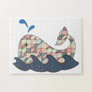 Puzzle d'art unique-baleine géométrique