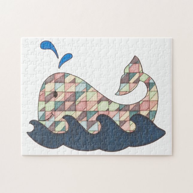 Puzzle d'art unique-baleine géométrique (Horizontal)