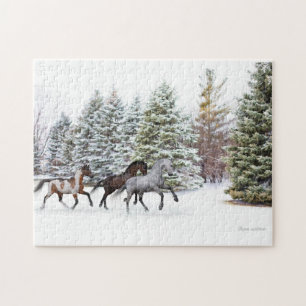 Puzzle Dashing Through the Snow - Trois chevaux