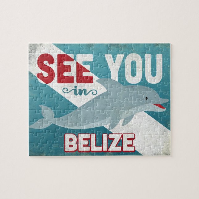 Puzzle Dauphin de Belize - Vintage voyage rétro (Horizontal)