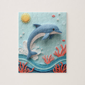 Puzzle Dauphin Enjoué en Papier Art Découpé