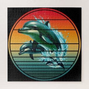 Puzzle Dauphin Vintage Océan Créature Marine Dauphins
