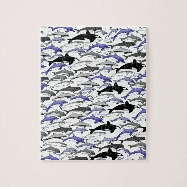 Puzzle Dauphins et orques nageant le motif (Vertical)
