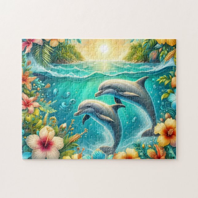 Puzzle Dauphins Hibiscus Tropicaux (Horizontal)