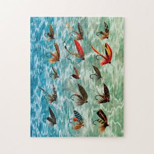 Puzzle de 11x14 leurres de pêche à la truite Antiq