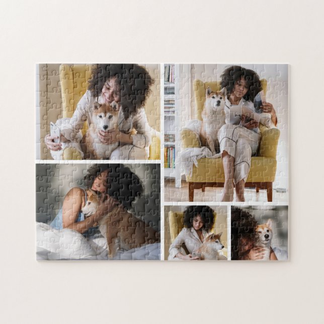 Puzzle de 5 photos en collage moderne (Horizontal)