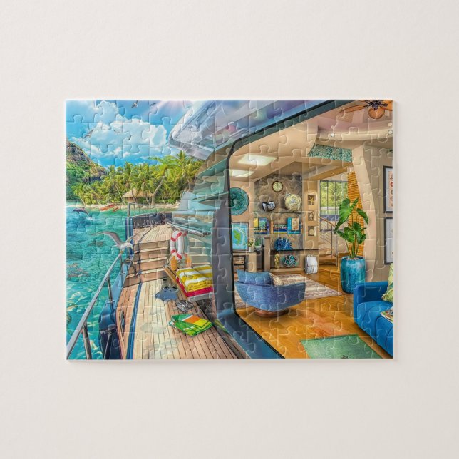 Puzzle de bateau de l'île tropicale (Horizontal)