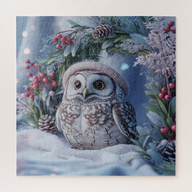 Puzzle de bébé chouette de Noël (Vertical)