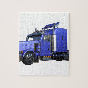 Puzzle De bleu camion de remorque métallique de tracteur
