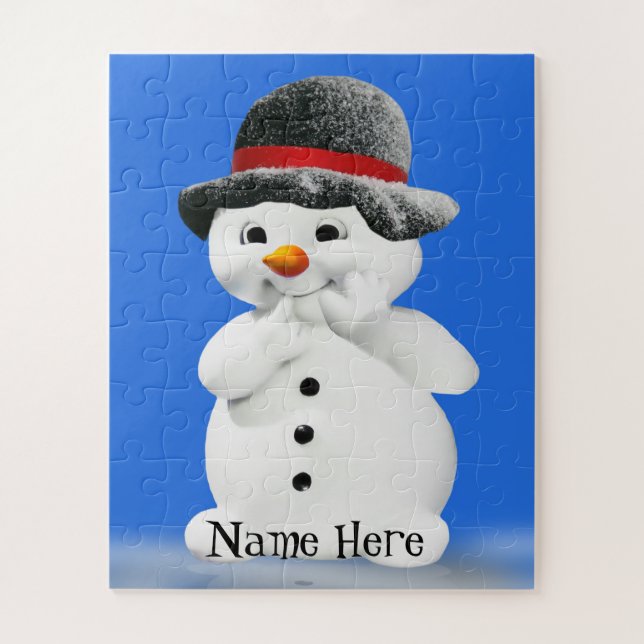 Puzzle de bonhomme de neige pour enfants avec nom  (Vertical)