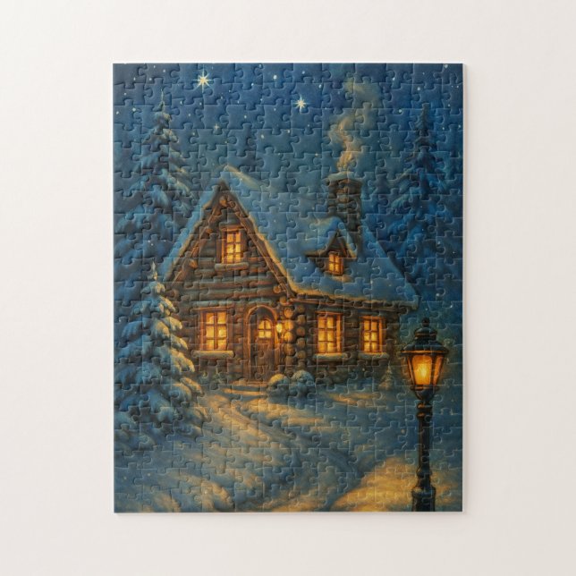 Puzzle de cabane d'hiver (Vertical)
