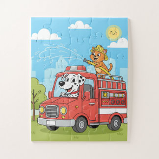 Puzzle de camion de pompiers pour enfants