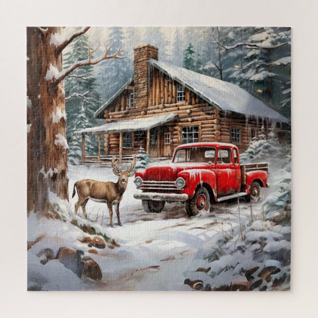 Puzzle de camion Vintage d'hiver (Vertical)