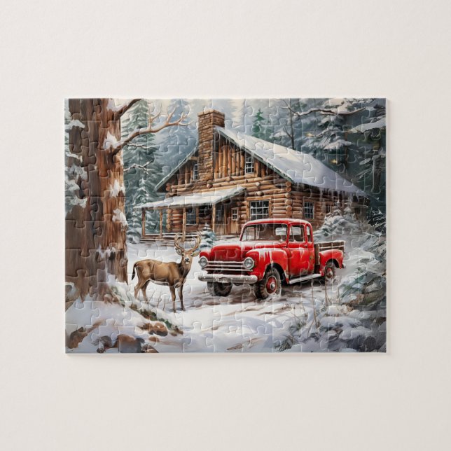 Puzzle de camion Vintage d'hiver (Horizontal)